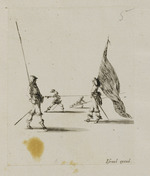 Ein Fahnenträger und drei Pikeniere