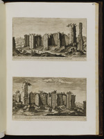 157. | 17. ––– [Vestigii] delle Terme di Antonino Caracalla. / 18. Di pitura, scultura, stucchi e mosaicha, le uolte furono murale con pietre pontice. | ––– ,, ––– [Aegid. Sadeler.]