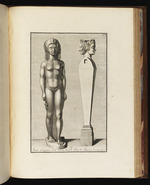 Statuen eines ägyptischen Idols und Doppelherme zweier Satyrköpfe